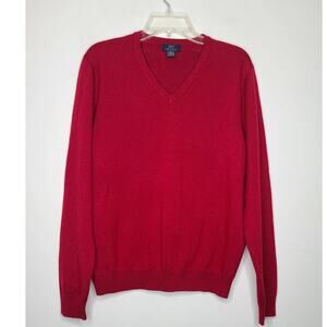 Brooks Brothers 346 red merino wool v-neck sweater - medium